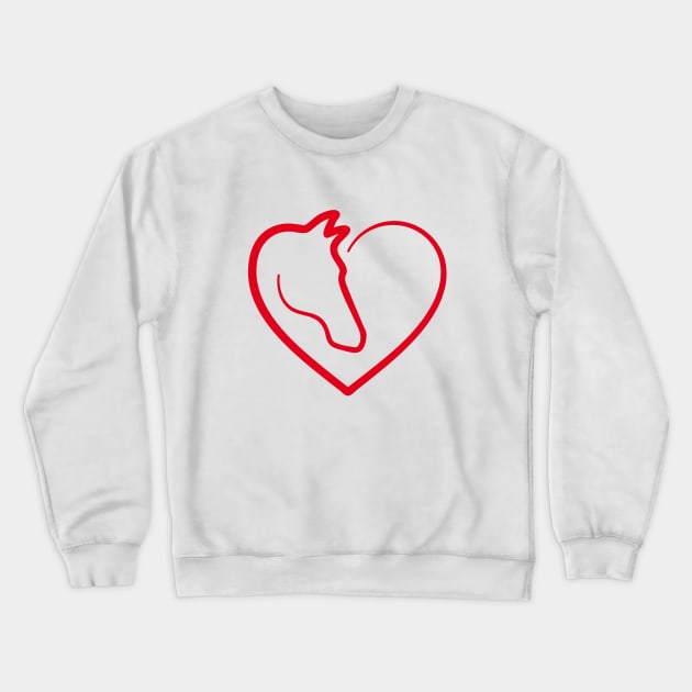 I love horses, heart with horse head Crewneck Sweatshirt by beakraus